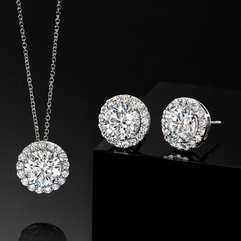 2.00 ct. t.w. Lab-Grown Diamond Halo Pendant Necklace in 14kt White Gold image number 3