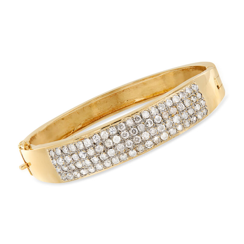 C. 1980 Vintage 4.80 ct. t.w. Pave Diamond Bangle Bracelet in 14kt Two-Tone Gold image number 0