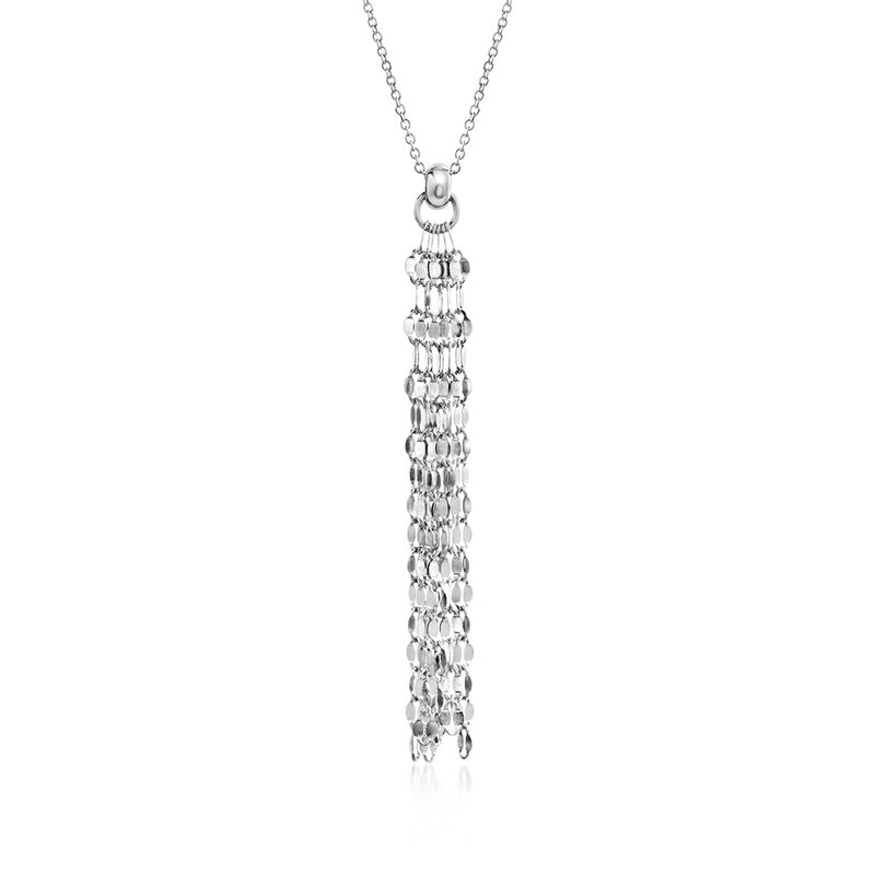 Italian Sterling Silver Lumachina-Chain Tassel Necklace. 18&quot; image number 1