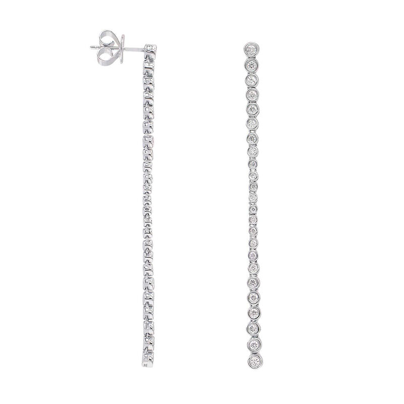 .79 ct. t.w. Bezel-Set Diamond Linear Drop Earrings in 18kt White Gold image number 1