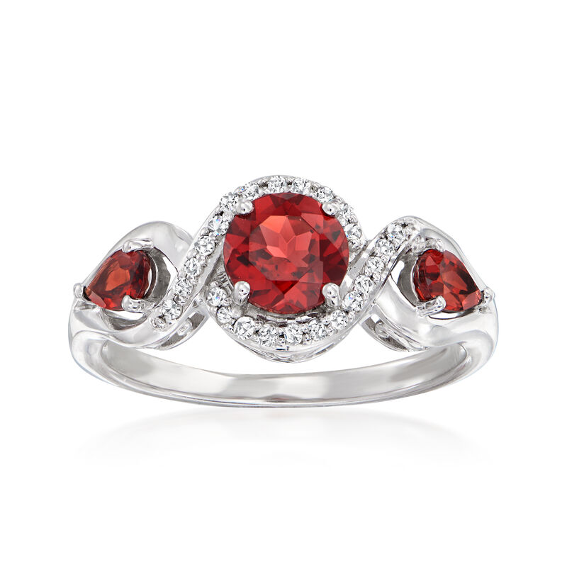 1.50 ct. t.w. Garnet and .12 ct. t.w. Diamond Ring in Sterling Silver image number 0