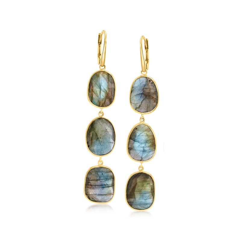 Labradorite Triple-Drop Earrings in 18kt Gold Over Sterling image number 0