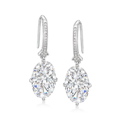 12.10 ct. t.w. CZ Drop Earrings in Sterling Silver