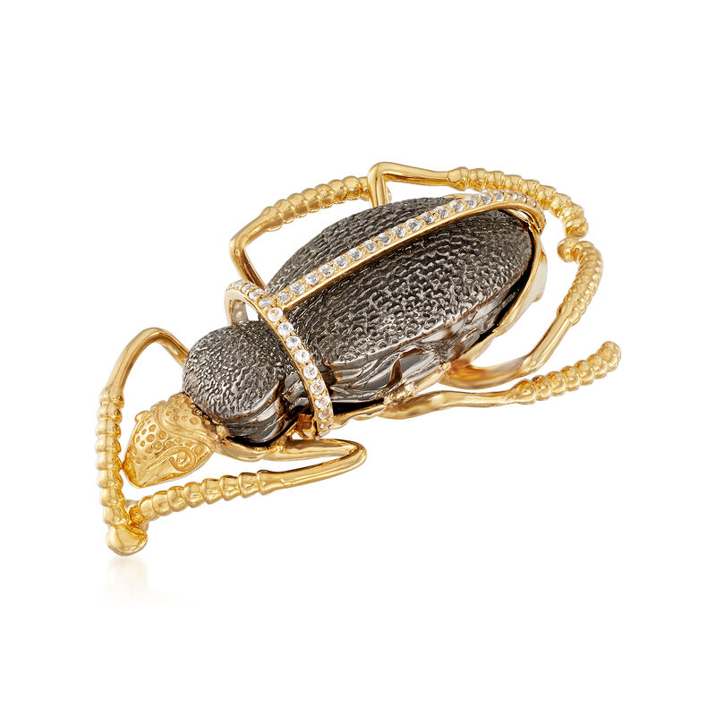 .40 ct. t.w. White Topaz Bug Pin in 18kt Gold Over Sterling image number 2