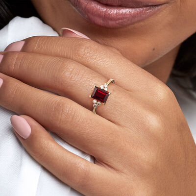 2.00 Carat Garnet and .24 ct. t.w. Diamond Ring in 14kt Yellow Gold