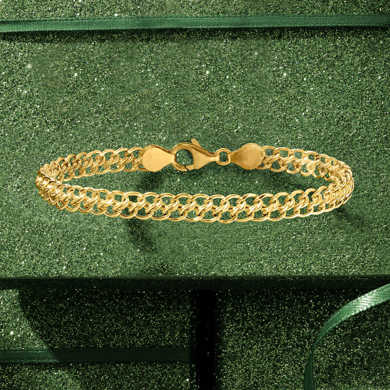 Italian 18kt Yellow Gold Flat-Link Chain Bracelet image number 3