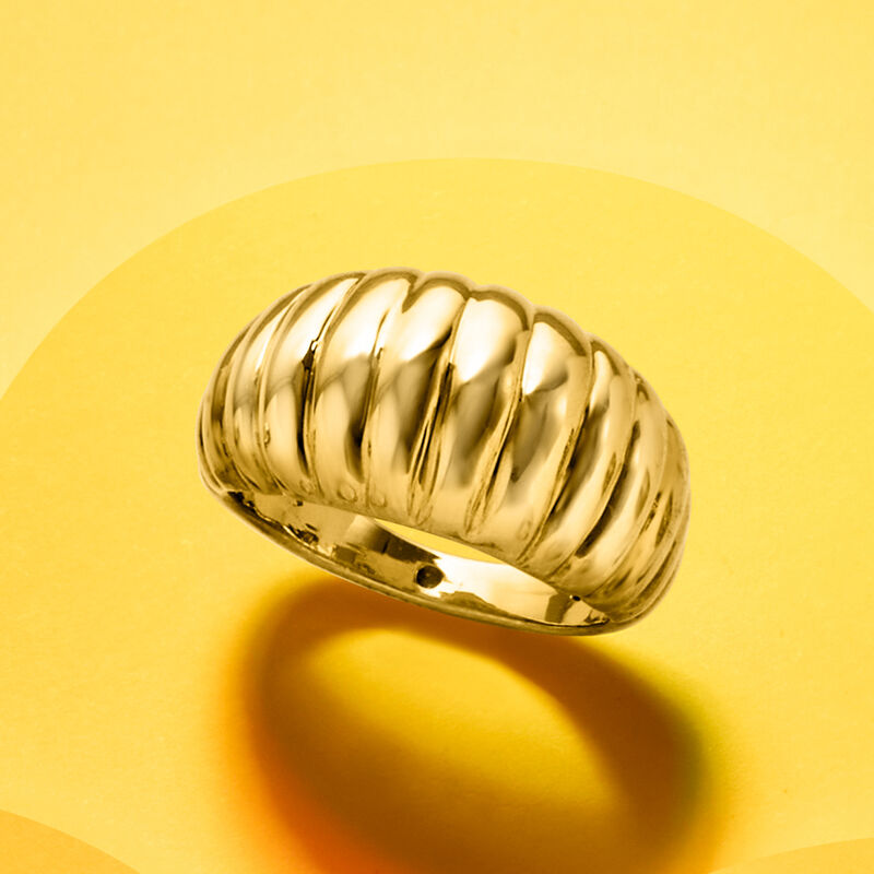 Italian 18kt Yellow Gold Ribbed Dome Ring image number 5