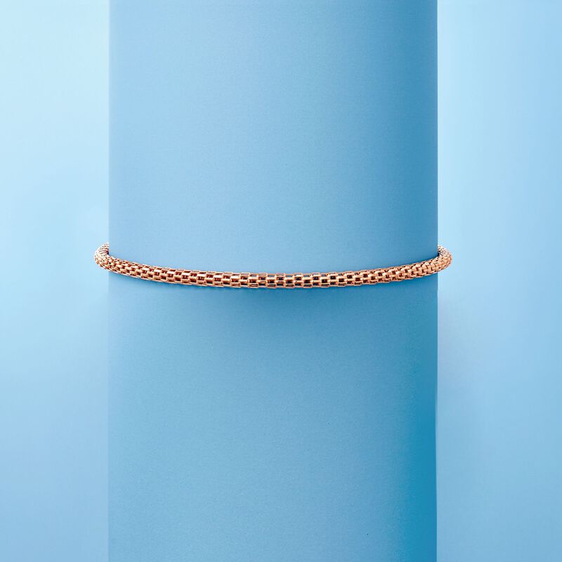 Italian 18kt Rose Gold Over Sterling Rounded Mesh Bracelet image number 2
