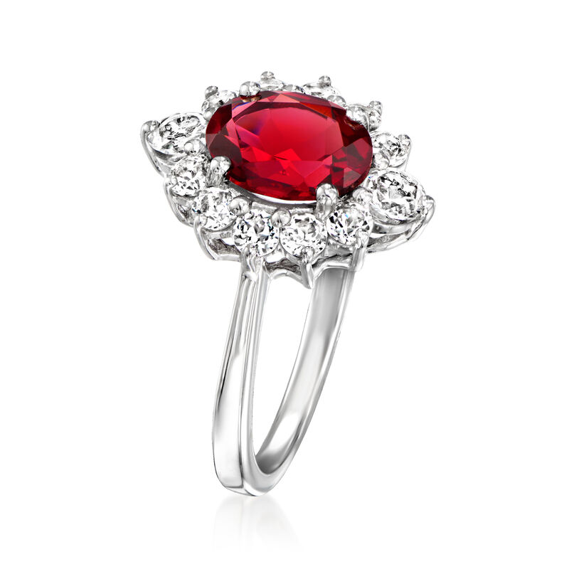2.20 Carat Garnet and 1.00 ct. t.w. White Topaz Ring in Sterling Silver. Size 7 image number 2