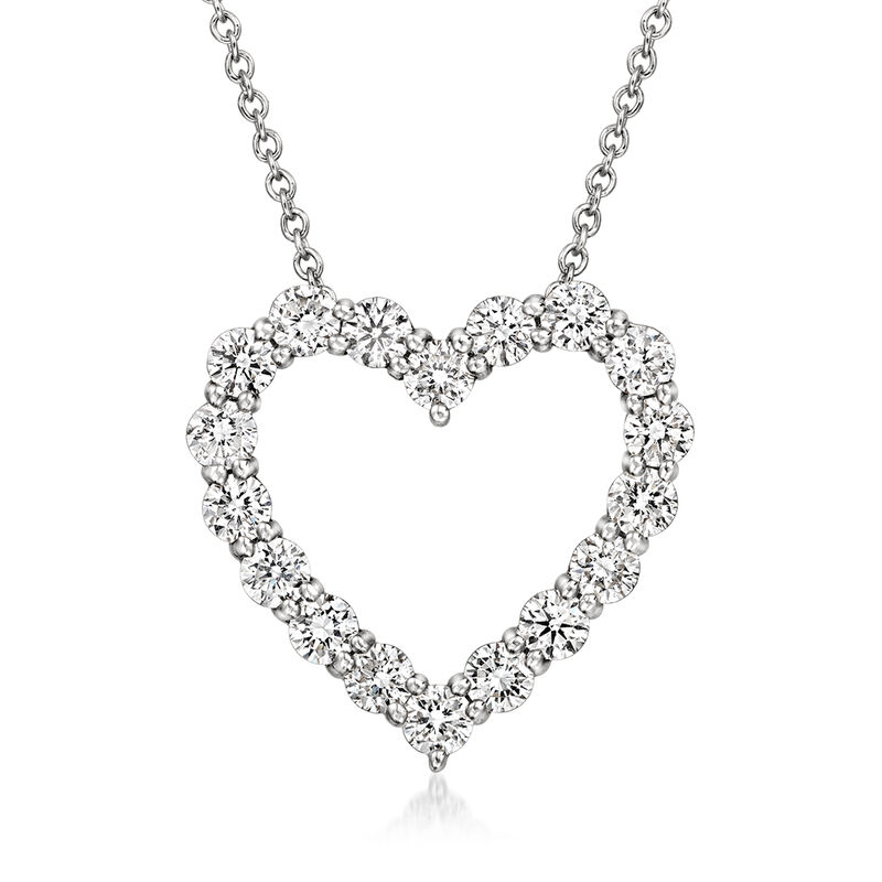 1.00 ct. t.w. Lab-Grown Diamond Heart Pendant Necklace in 14kt White Gold image number 0