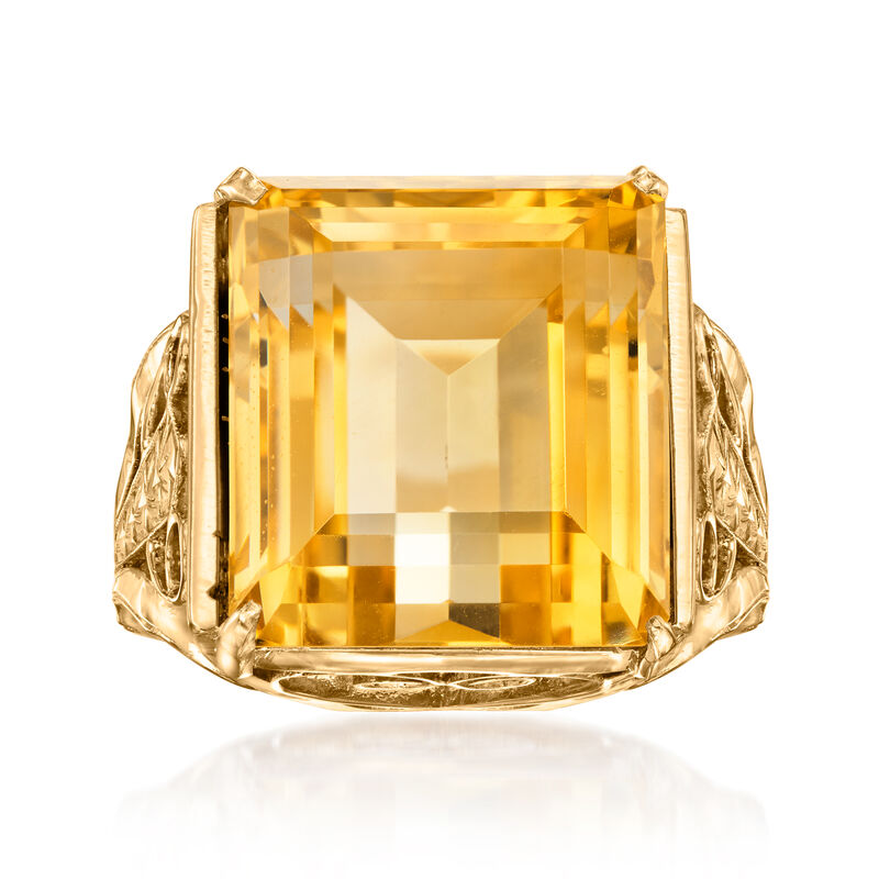 C. 1980 Vintage 14.50 Carat Citrine Ring in 18kt Yellow Gold
