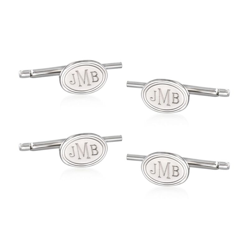 Sterling Silver Personalized Jewelry Set: Cuff Links and Shirt Studs image number 2
