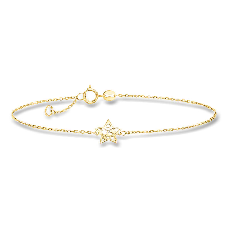 10kt Yellow Gold Openwork Star Bracelet. 7" image number 0