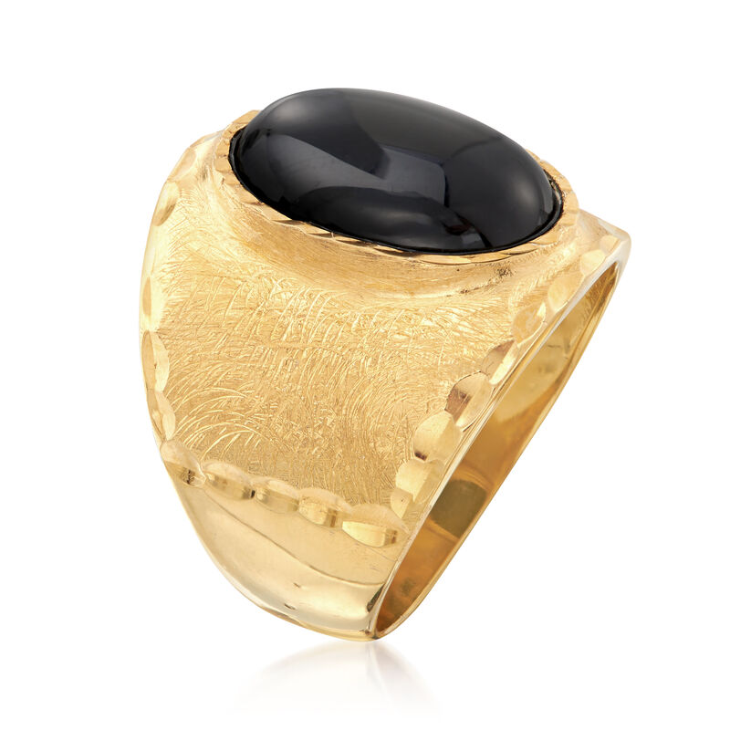 Italian 10x14mm Black Onyx Ring in 18kt Gold Over Sterling image number 2