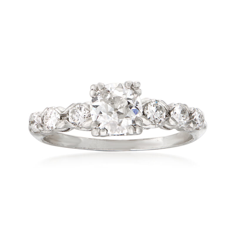C. 1950 Vintage 1.15 ct. t.w. Diamond Engagement Ring in Platinum image number 0