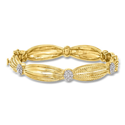 .15 ct. t.w. Diamond Ruffle-Station Bangle Bracelet in 18kt Gold Over Sterling