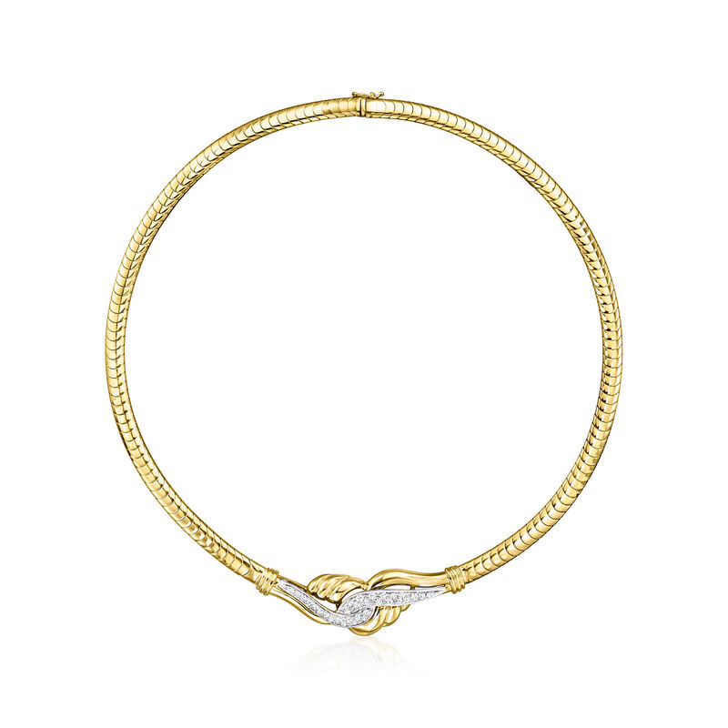 C. 1980 Vintage .85 ct. t.w. Diamond Twisted Omega-Chain Necklace in 14kt Yellow Gold image number 0