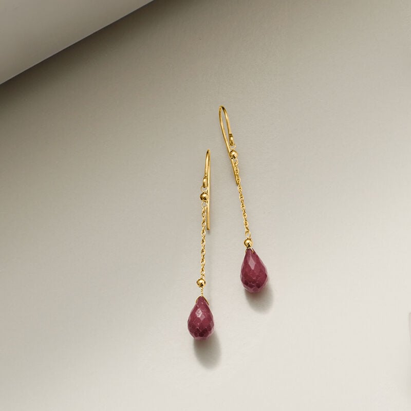 9.00 ct. t.w. Ruby Teardrop Earrings in 10kt Yellow Gold  image number 3