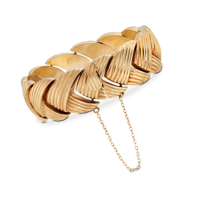 C. 1908 Vintage 14kt Yellow Gold Chevron Bracelet   image number 2