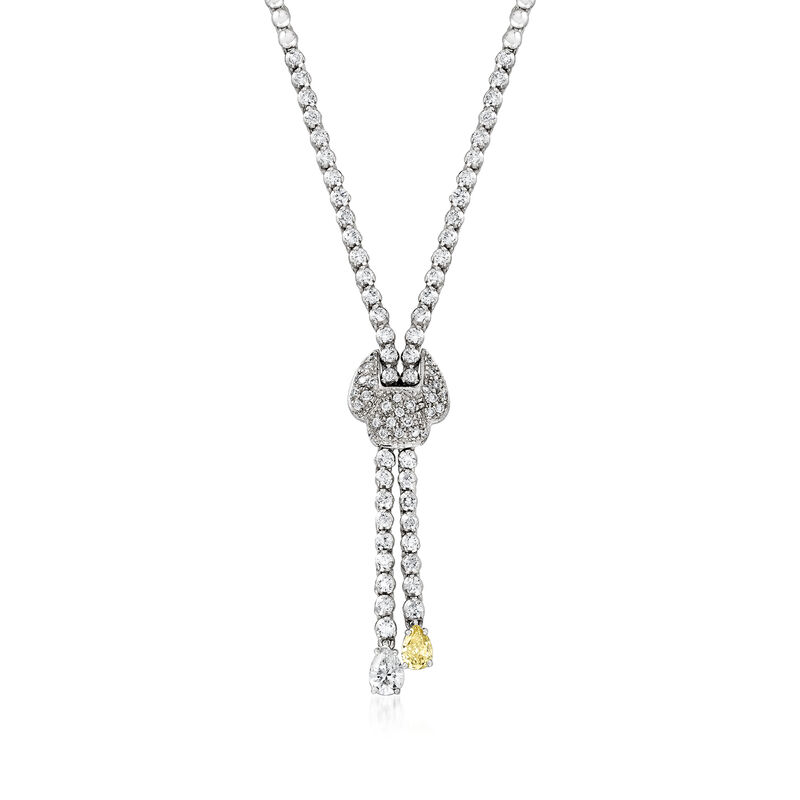 C. 1990 Vintage 4.50 ct. t.w. Yellow and White Diamond Drop Necklace in 14kt White Gold image number 0