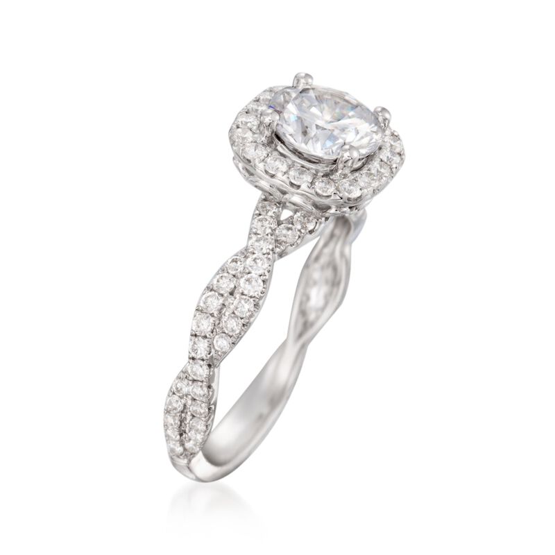 .80 ct. t.w. Diamond Crisscross Halo Engagement Ring Setting in 14kt White Gold image number 2