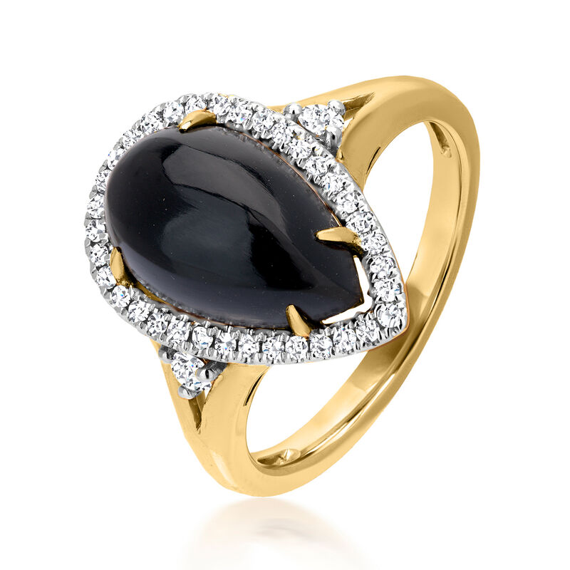Black Coral Ring with .33 ct. t.w. Diamonds in 14kt Yellow Gold image number 1