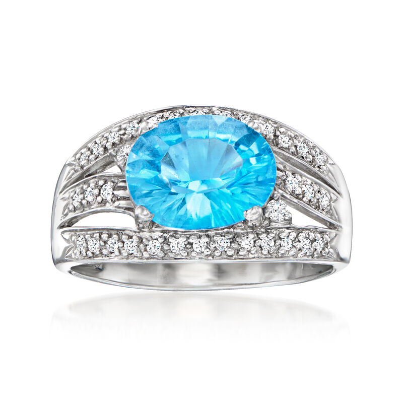 Le Vian 2.60 Carat Blue Topaz Ring with .17 ct. t.w. Vanilla Diamonds in 14kt Vanilla Gold. Size 7 image number 0