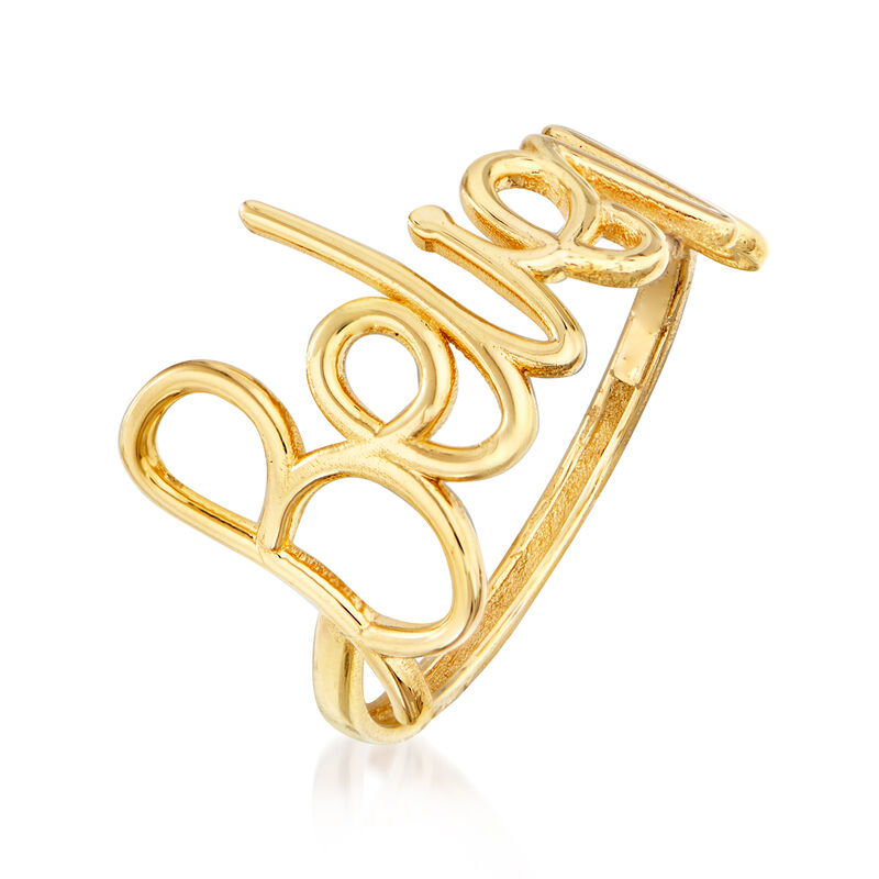 Italian 14kt Yellow Gold &quot;Believe&quot; Ring image number 2