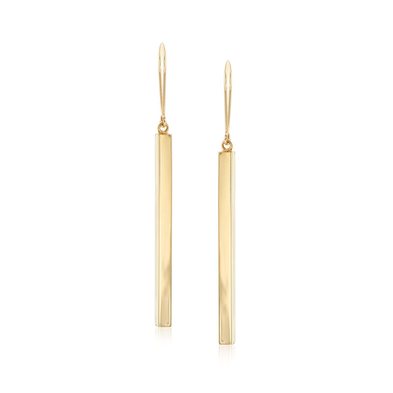 14kt Yellow Gold Elongated Bar Drop Earrings image number 0
