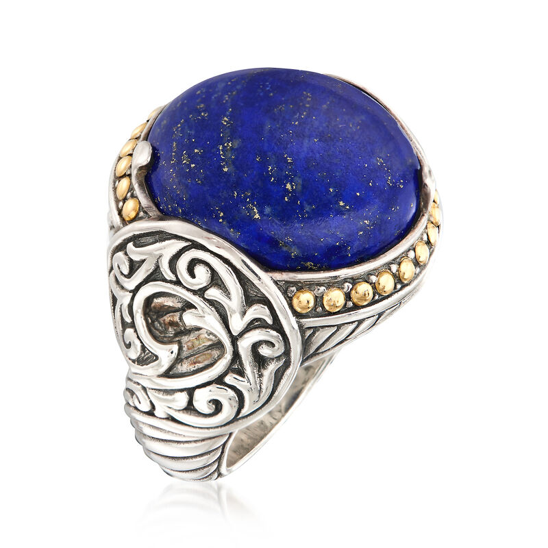Lapis Ring in Sterling Silver with 18kt Yellow Gold image number 2