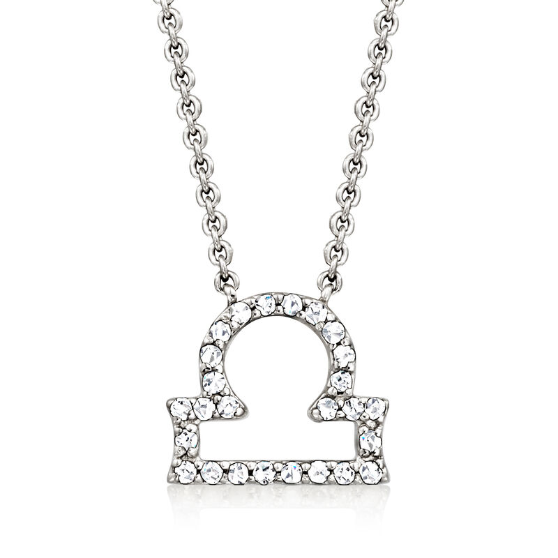 Libra - .10 ct. t.w. Diamond Zodiac Necklace in Sterling Silver. 18" image number 0