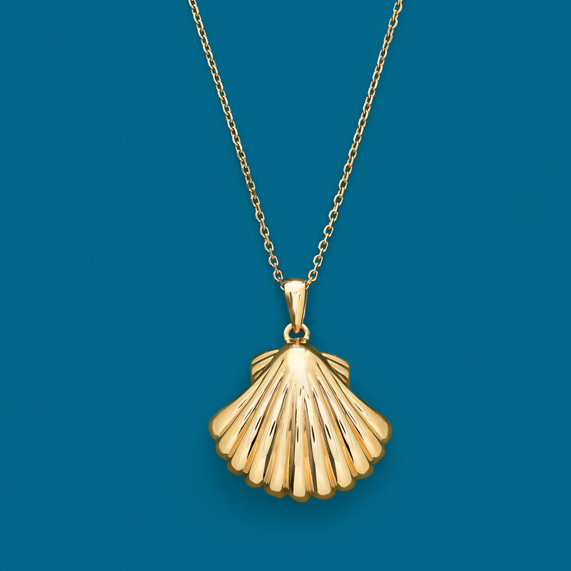 14kt Yellow Gold Seashell Pendant Necklace image number 2