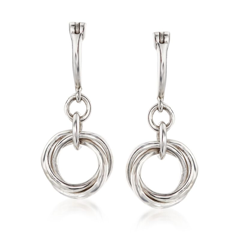 Zina Sterling Silver &quot;Contemporary&quot; Rolling Ring Drop Earrings. 3/4 image number 0