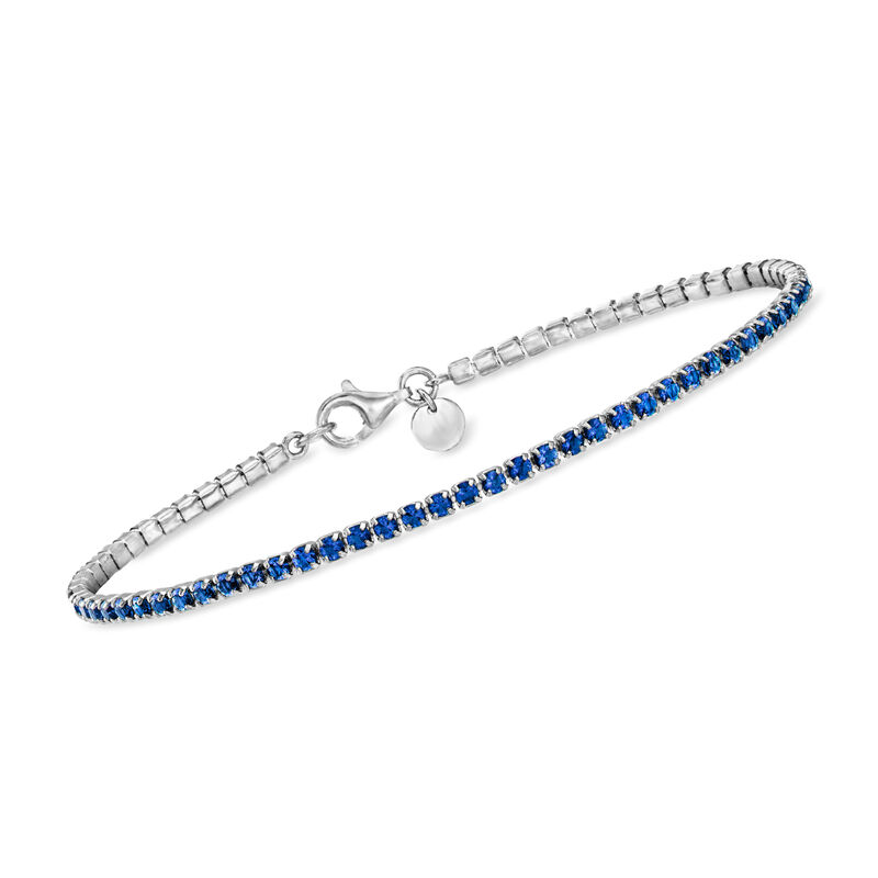 Italian 6.00 ct. t.w. Simulated Emerald, Ruby and Sapphire Jewelry Set: Three Tennis Bracelets in Sterling Silver image number 3