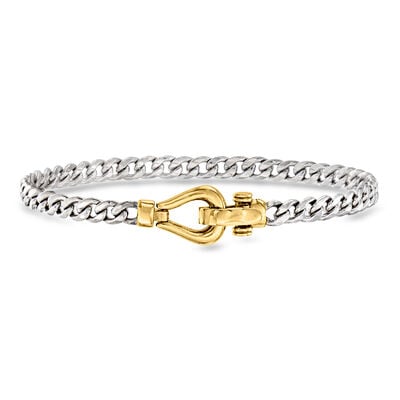 Sterling Silver Curb-Link Bracelet with 18kt Gold Over Sterling