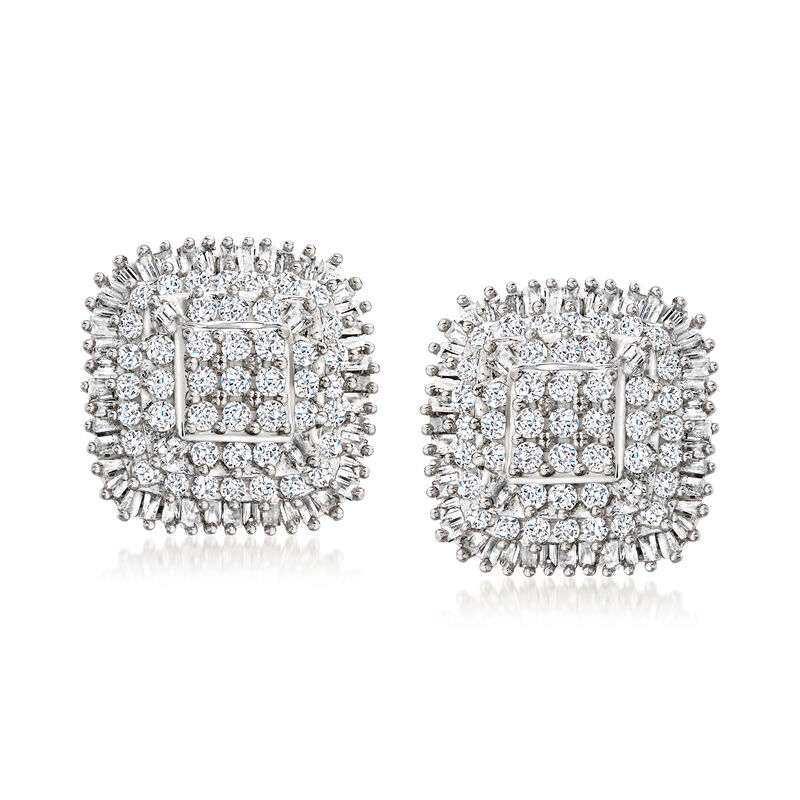 1.50 ct. t.w. Diamond Cluster Earrings in Sterling Silver  image number 0
