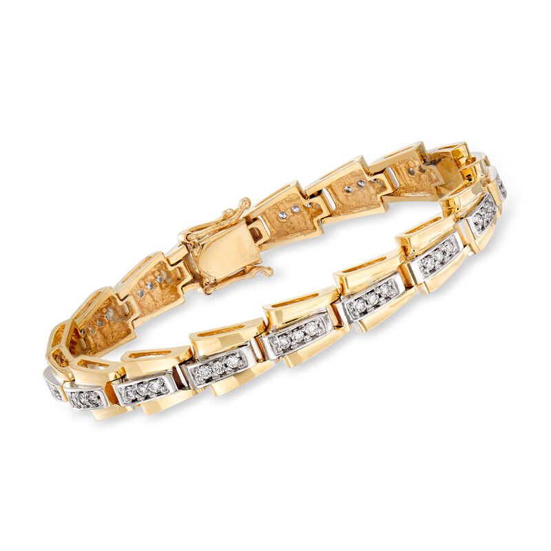 C. 1980 Vintage 1.30 ct. t.w. Diamond Flexible Link Bracelet in 14kt Yellow Gold image number 0