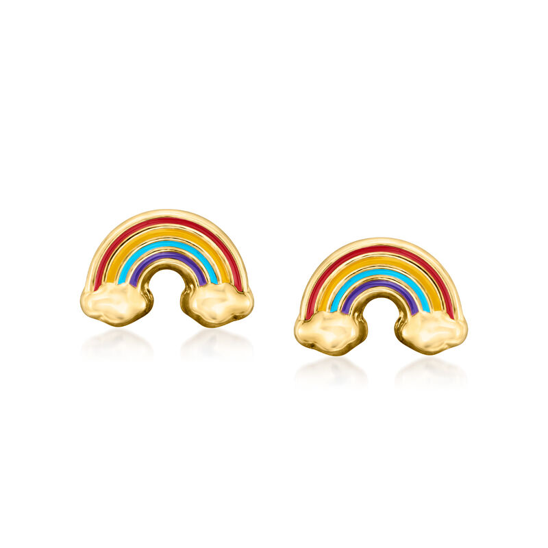 Child's Multicolored Enamel Rainbow Stud Earrings in 14kt Yellow Gold  image number 0