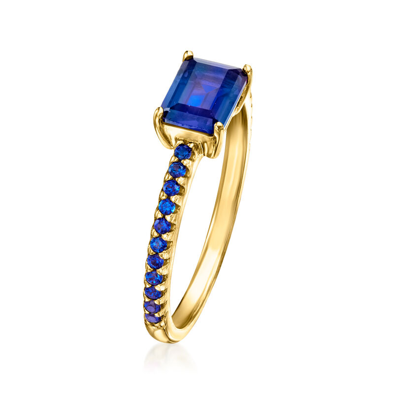 1.10 ct. t.w. Lab-Grown Sapphire Ring in 18kt Gold Vermeil image number 2