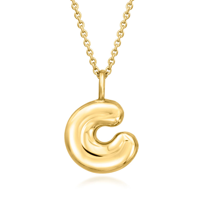 C - 18kt Gold Vermeil Bubble Initial Pendant Necklace. 16&quot;  image number 0