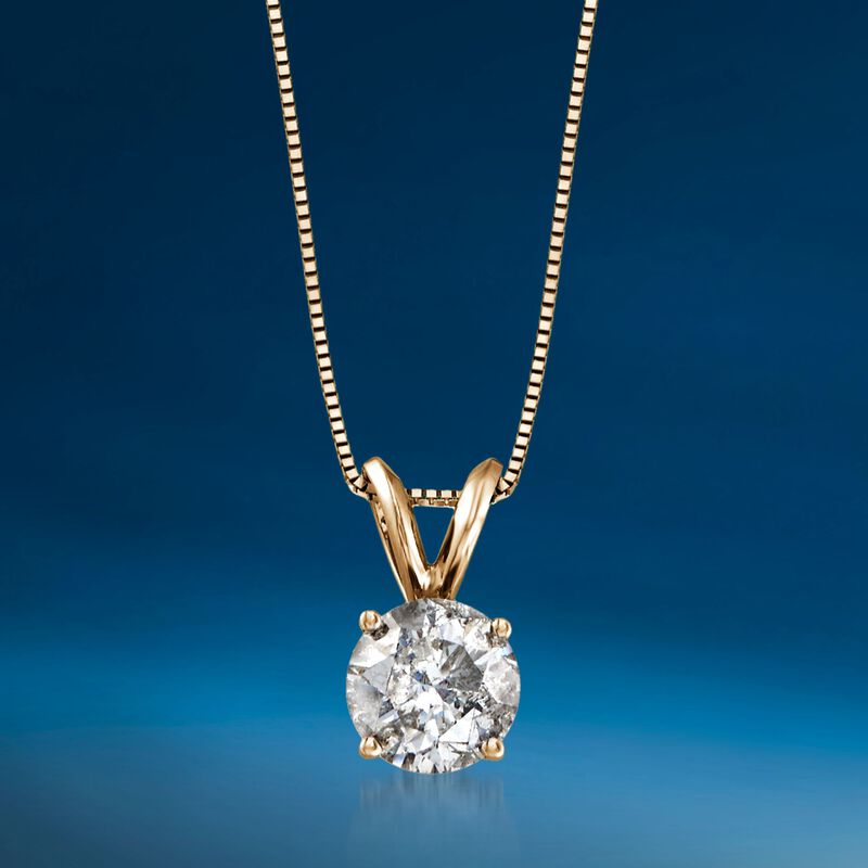1.25 Carat Diamond Solitaire Necklace in 14kt Yellow Gold. 18&quot; image number 2