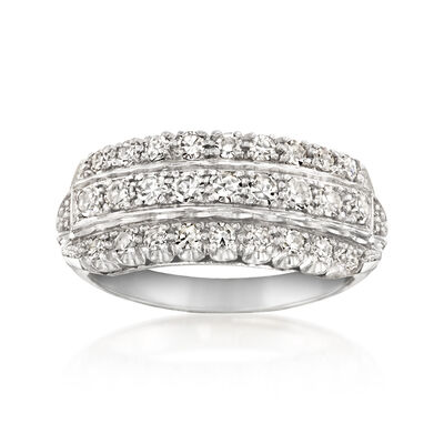 C. 2020 Vintage .85 ct. t.w. Diamond Three-Row Ring in 14kt White Gold