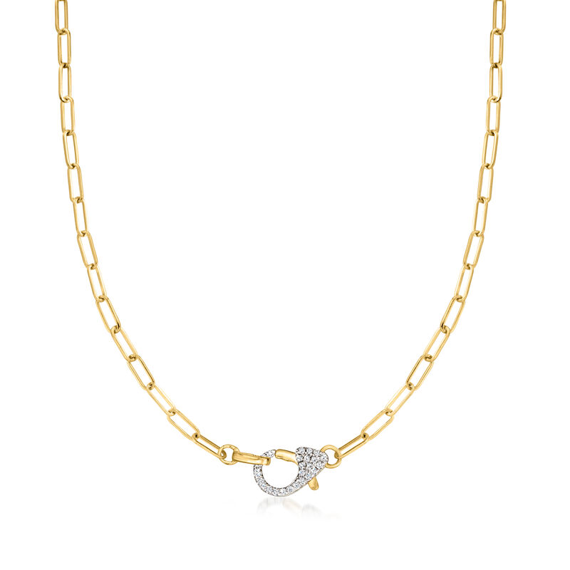 .25 ct. t.w. Pave Diamond Paper Clip Link Necklace in 14kt Yellow Gold image number 2