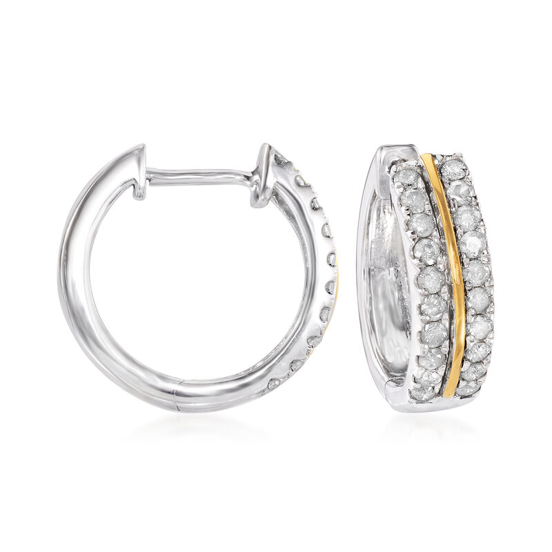 .50 ct. t.w. Diamond Hoop Earrings in Sterling Silver and 14kt Yellow Gold image number 0