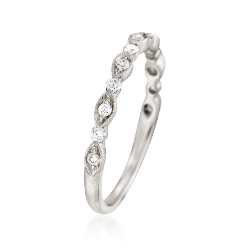 Henri Daussi .20 ct. t.w. Diamond Wedding Ring in 18kt White Gold image number 2