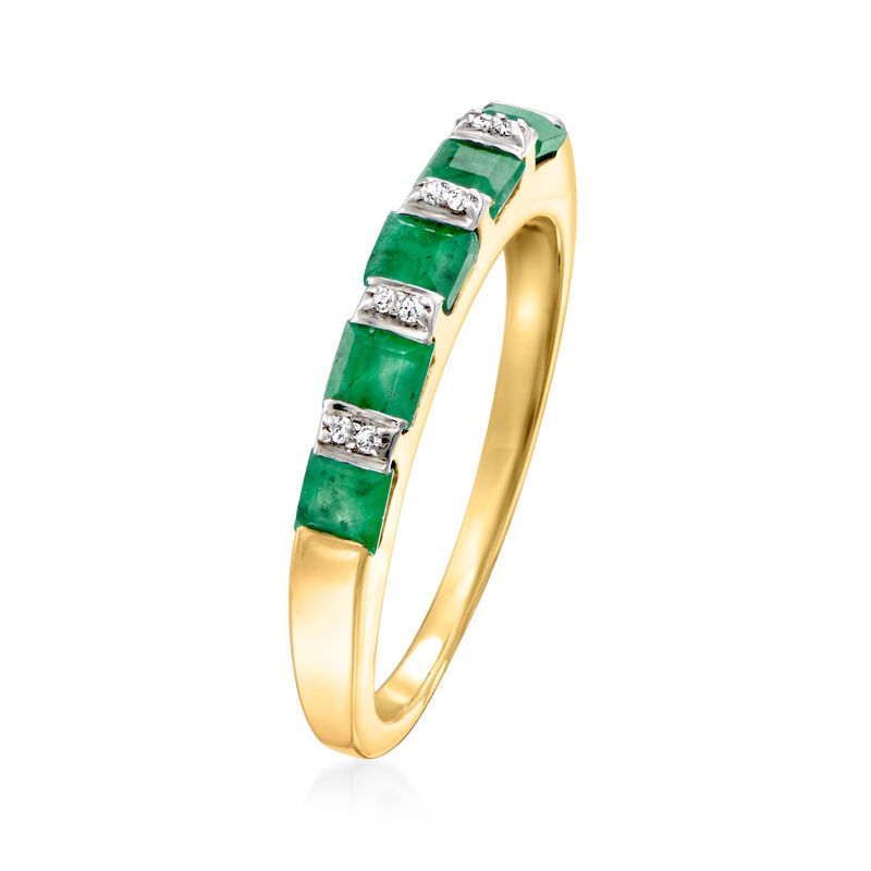 .70 ct. t.w. Emerald Ring with Diamonds in 18kt Gold Over Sterling image number 2