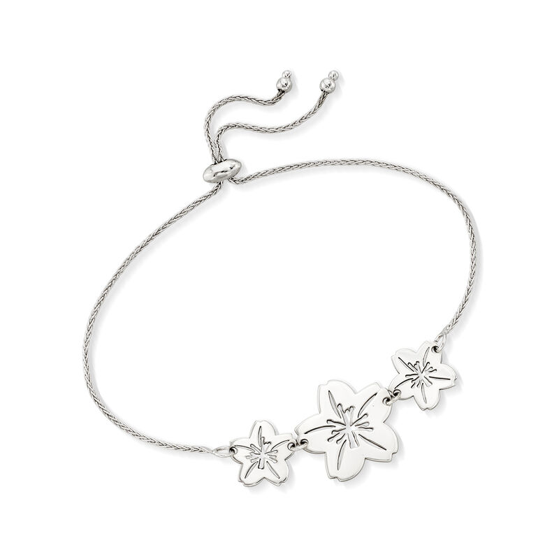 Sterling Silver Cherry Blossom Bolo Bracelet image number 2