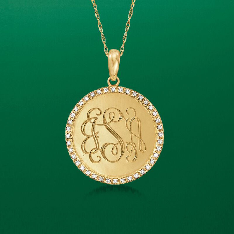 .12 ct. t.w. Diamond Engravable Disc Necklace in 14kt Yellow Gold image number 2