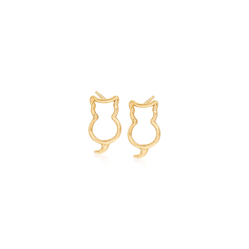 14kt Yellow Gold Jewelry Set: Cat and Paw Print Stud Earrings image number 2