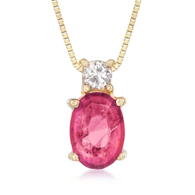 1.00 Carat Ruby Pendant Necklace With Diamond Accent in 14kt Yellow Gold image number 0